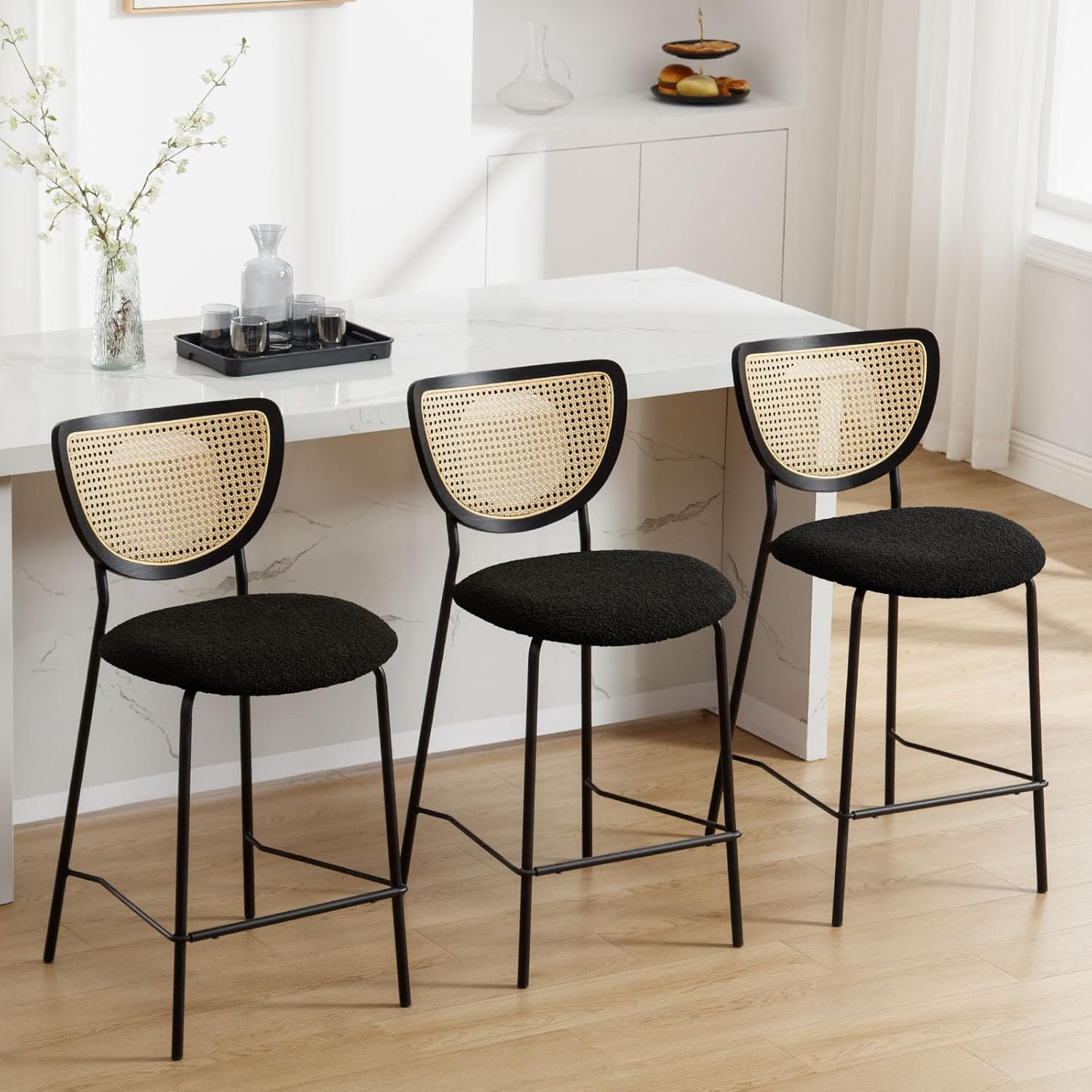 Bekrvio Bar Stools Set of 3, 26" Counter Height Bar Stools