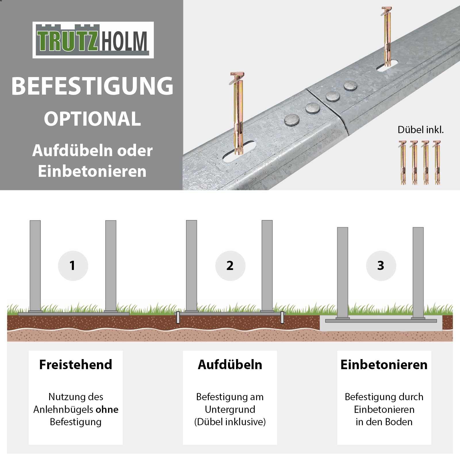 TRUTZHOLM Fahrradanlehnbügel 140x76x92 cm feuerverzinkt Stahl