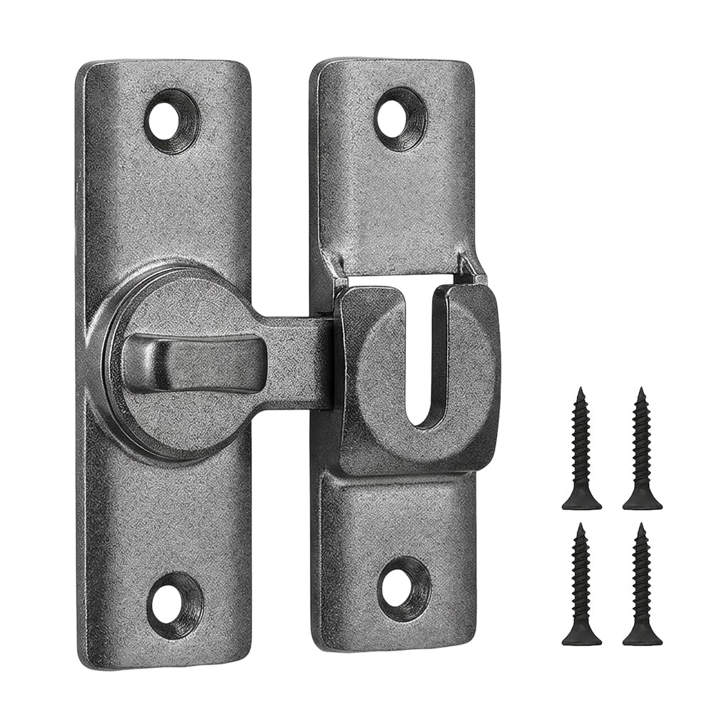 Heavy Duty Aluminium Alloy Door Latch Lock Security Bolt with Screws, Corrosion Resistant Brushed Finish Privacy Catch for Internal External Doors, Gates, Sheds, Cabinets & Home Security (1, Grey)