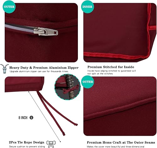 Miniatura 3 de ClawsCover Paquete de 3 fundas de repuesto para cojines de asiento para exteriores, para 4 piezas, mimbre de ratán, muebles de patio, sofá biplaza,