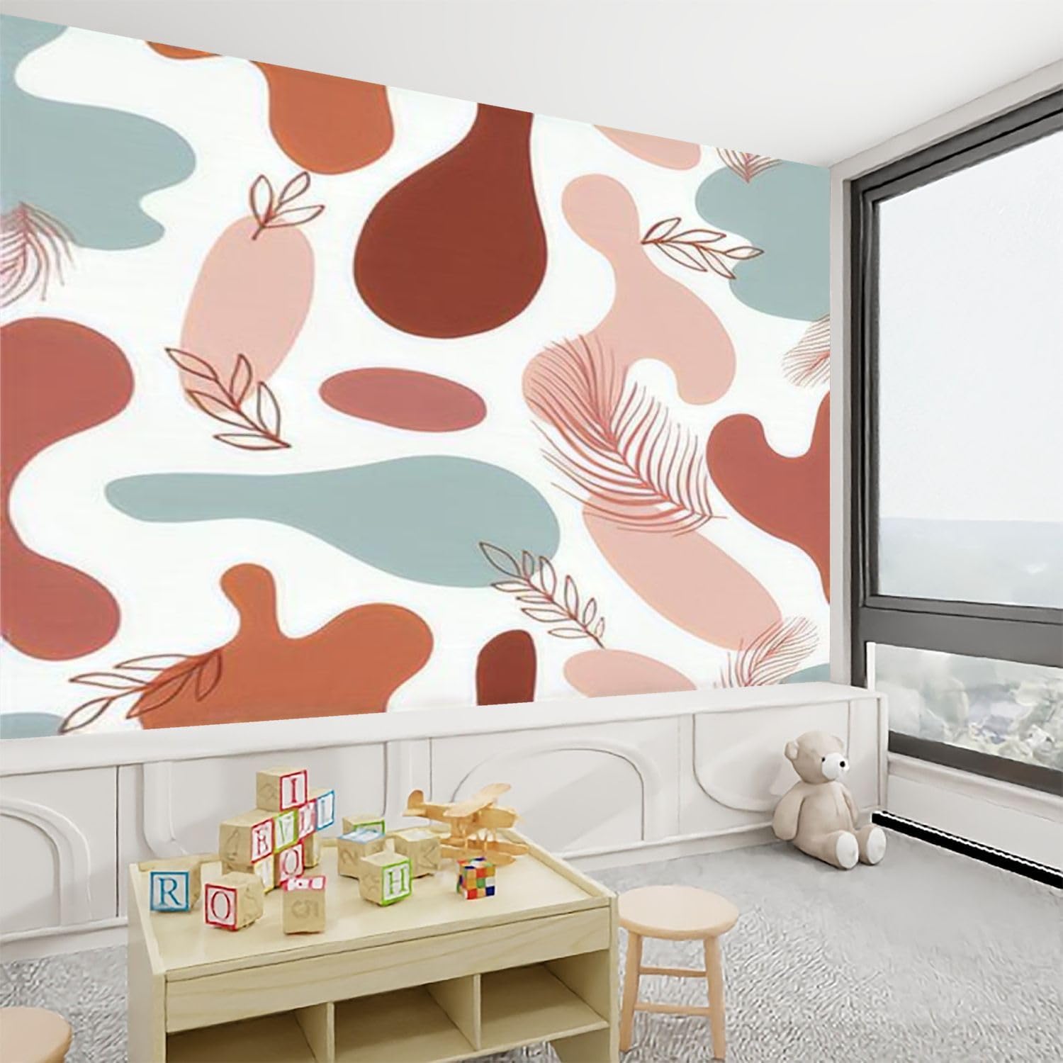NIVFOEASC Peel and Stick Wallpaper Bohemian Seamless Flowers Abstract ...