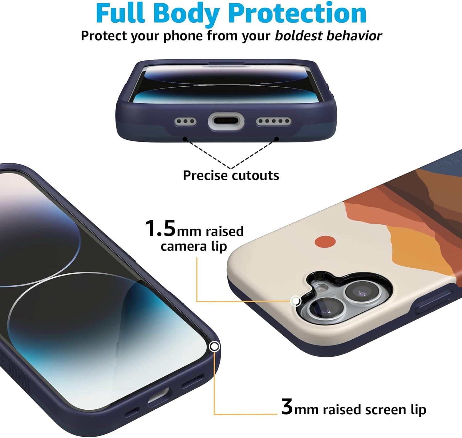Casely iPhone 17 Case | Opposites Attract | Day & Night Mountains | Bold Protective Design | Compatible with MagSafe