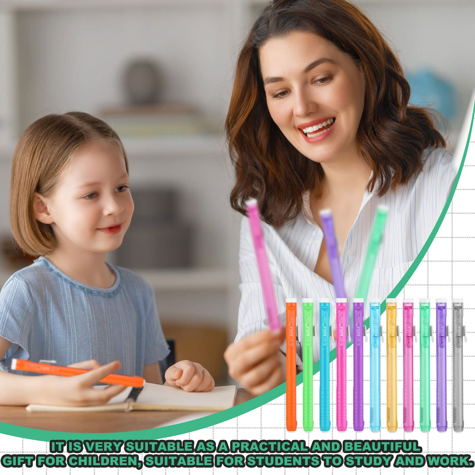 Ctosree Lot de 48 gommes mécaniques rétractables en vrac avec poignée pour l'école, le bureau, la peinture, l'écriture (coloré)