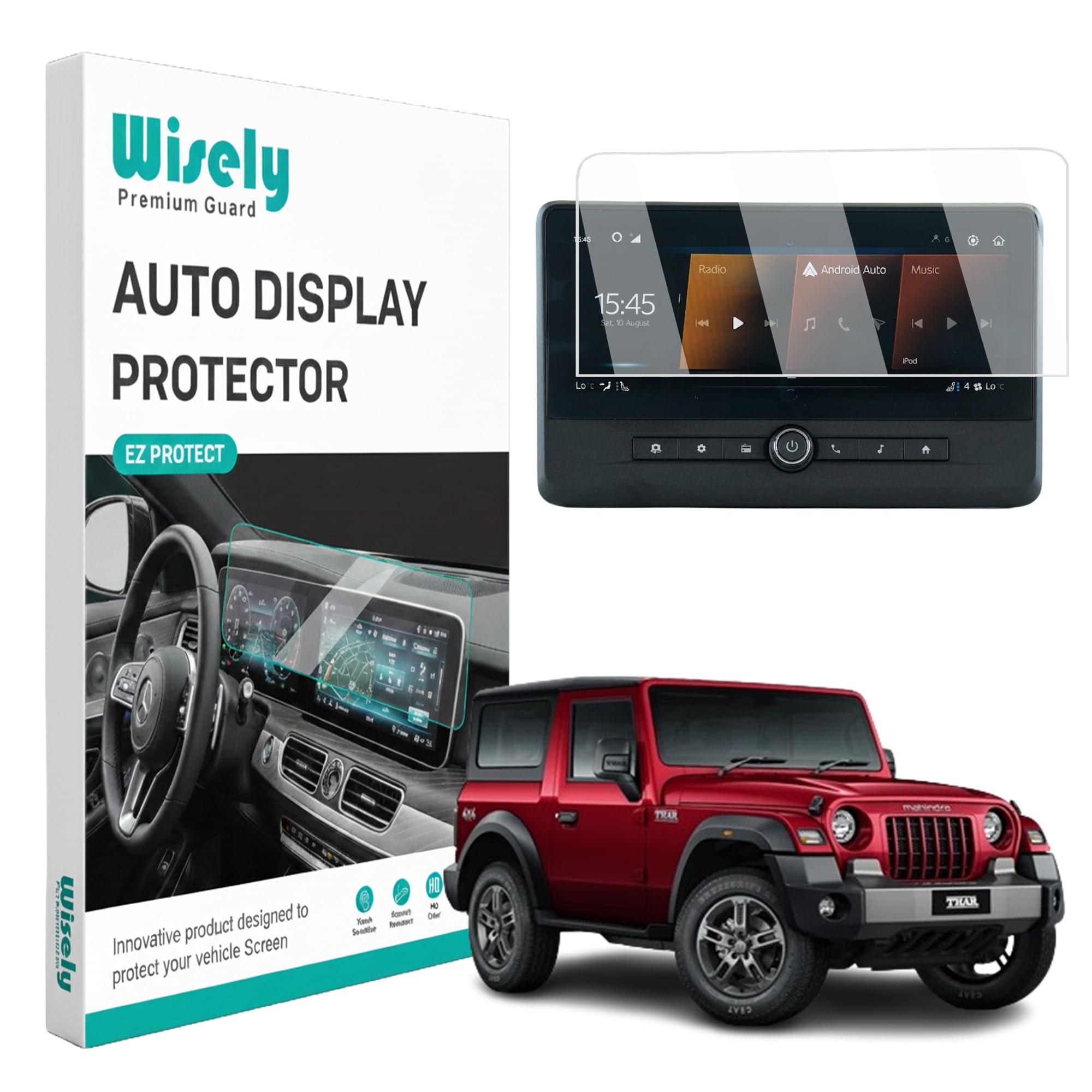 Wisely Screen Guard for MAHINDRA THAR & THAR ROXX Car [2024-26 Running] - 10.25 Inch Infotainment Display System Protector Fit For Thar LXT RWD, 4WD - Thar Rox MX1 MX3 MX5 AX3 L AX5 L AX7 L 4x2 4x4 - Stereo Accessories - Touch Responsive - HD Clear-image-49