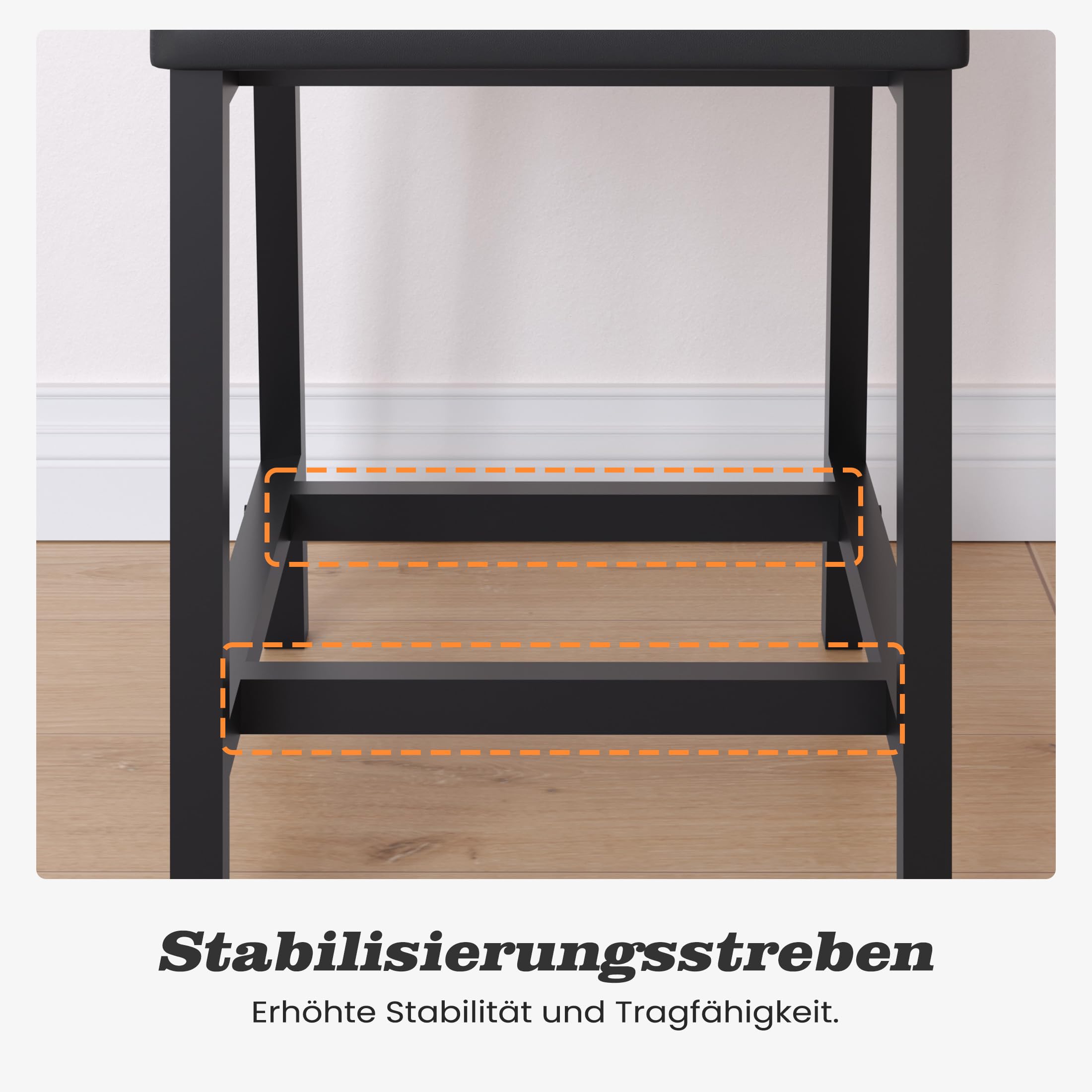 YOUDENOVA Esszimmerstühle 4er Set, Stabiles Metallgestell, Bequeme Küchenstühle mit Rückenlehne, Geeignet für Wohnzimmer, Esszimmer, Vintage-Braun, mit Polsterung, bis 150 kg Belastbar