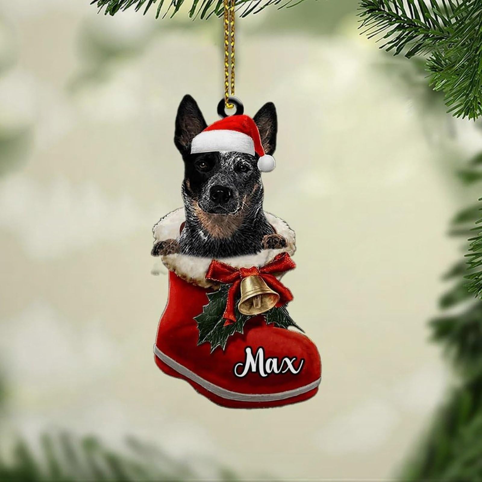Luckluccy Blue Custom Heeler Ornament,Personalized Heeler Dog Christmas Ornament,Christmas,Dog Dad,Dog Lovers,Xmas Decor Hanging 31