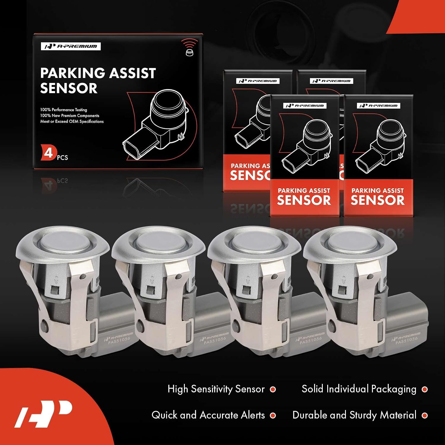 A-Premium 4-Pack Rear Reverse Backup Parking Assist Sensor Compatible with Nissan Models - NV1500 NV3500 2012-2015 2017-2019, NV2500 2012-2013 2015-2017 2019
