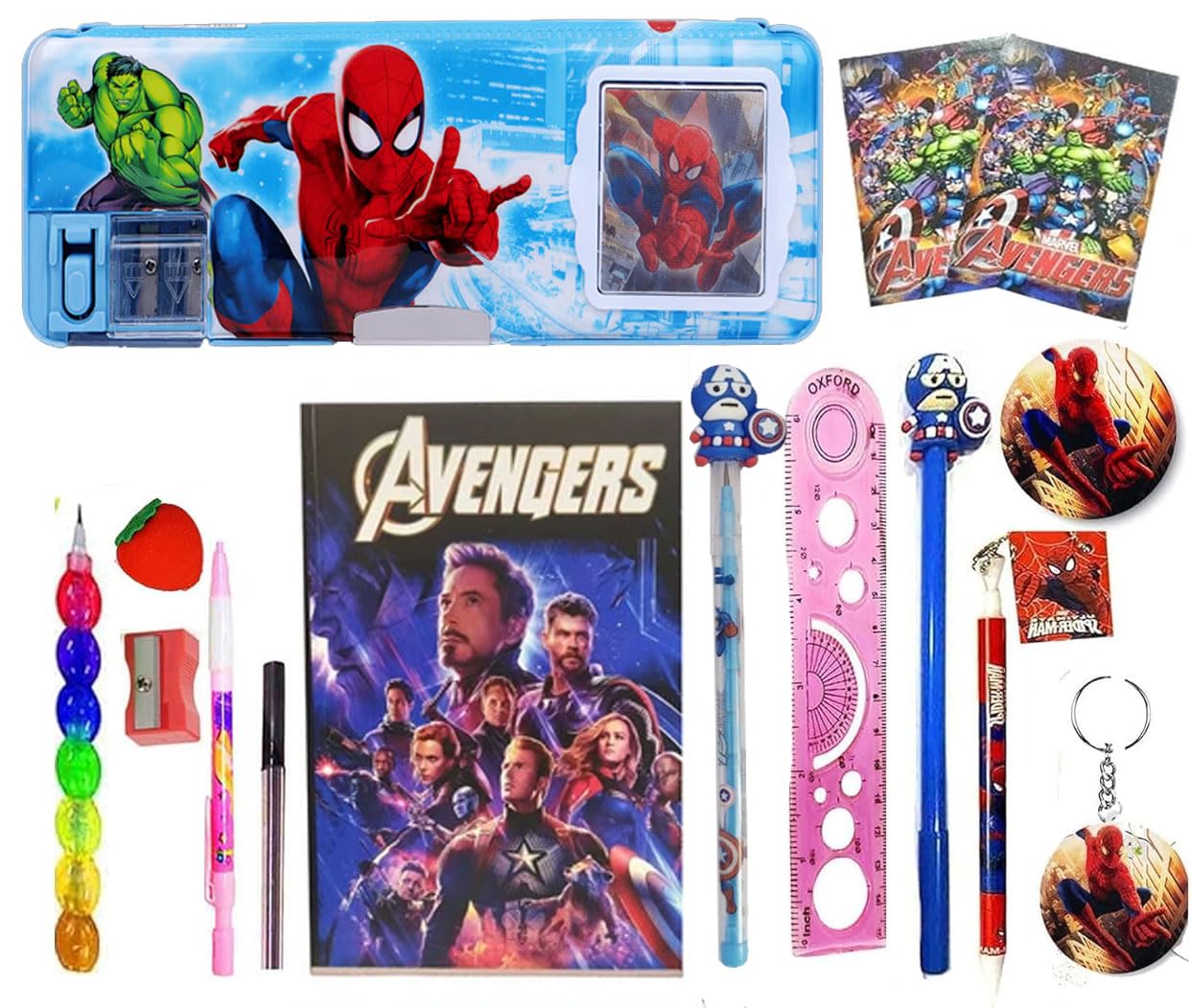 Neel Marvel Avenger Spider-Man Pencil Box Combo with Integrated Sharpener and Calculator, Magnetic Lock, Dual Compartments, with Kids Stationery Set Students Combo Set for Return Gift Set-image-9