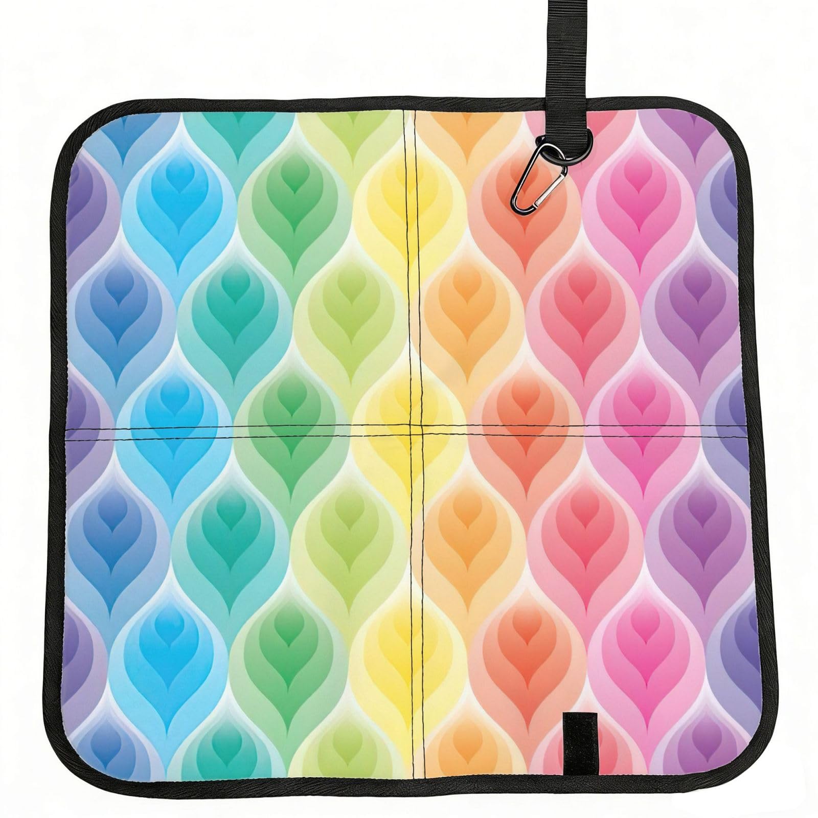 eeprty Rainbow Colors Gradient Leaf Printed Portable Seat Cushion Strap, Foldable Pad for Stadium Bleachers Hiking Travel