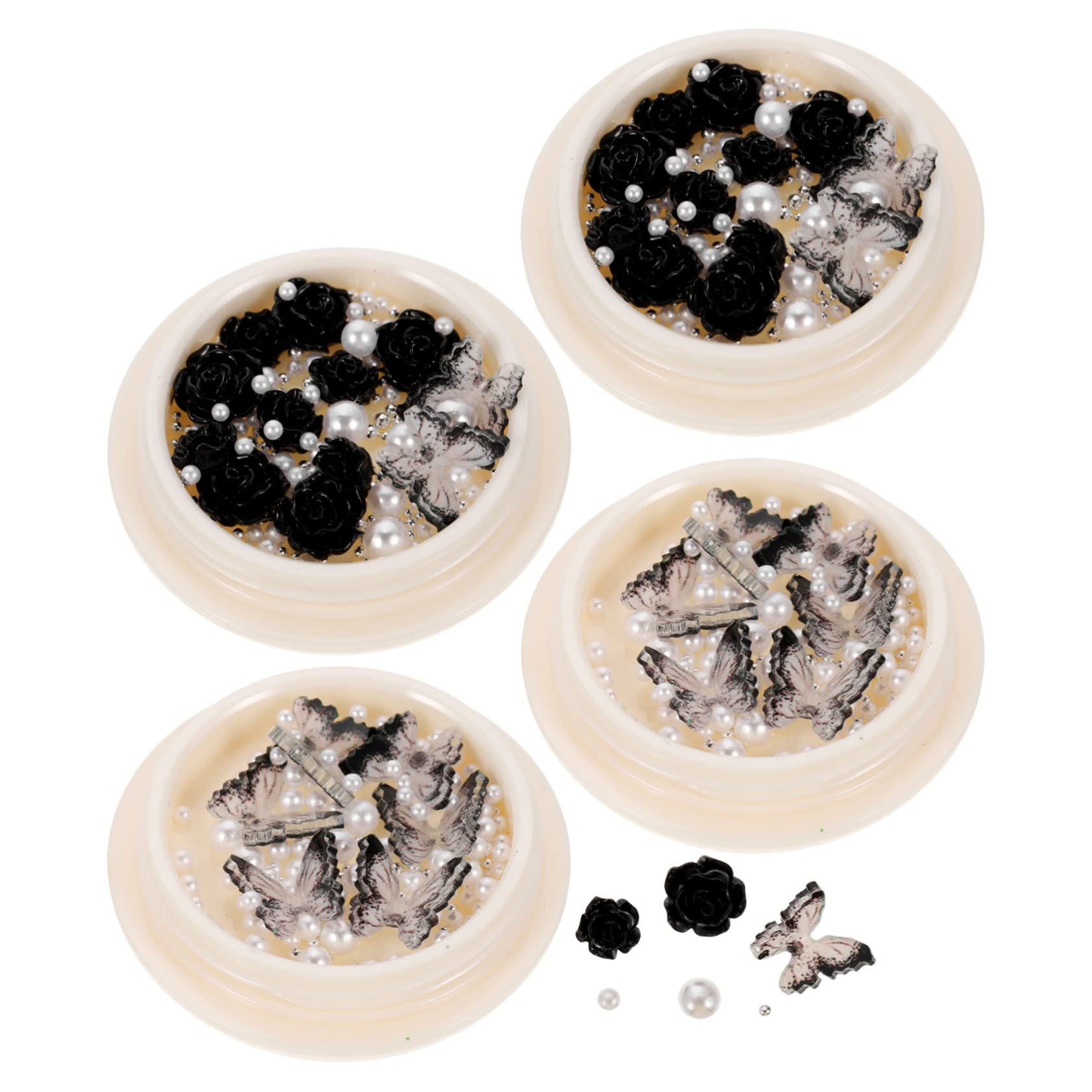 VICASKY 5 Set Shinestone Di Nera Ciondoli Per Unghie Strass Adesivo Arredamento Per Unghie Ciondolo Cristalli Decorazioni Unghie Resina 4 Scatole*5