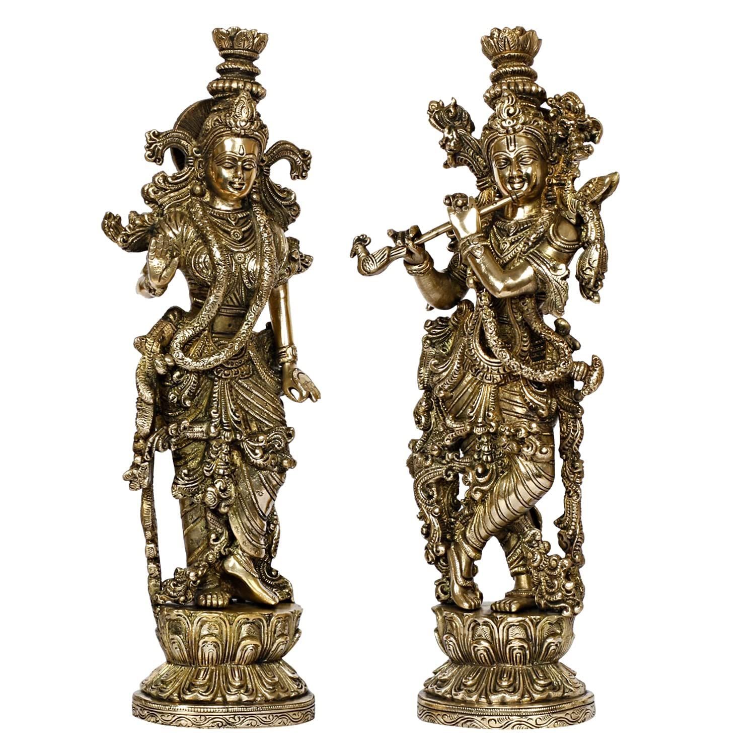 Liv Brass Radha Krishna Statue for Home Decor Easter Decor Lord Radha Krishna Idol 14 Inch Large Antique Statue and Sculptures Accents Religious Gift Thanksgiving DD101