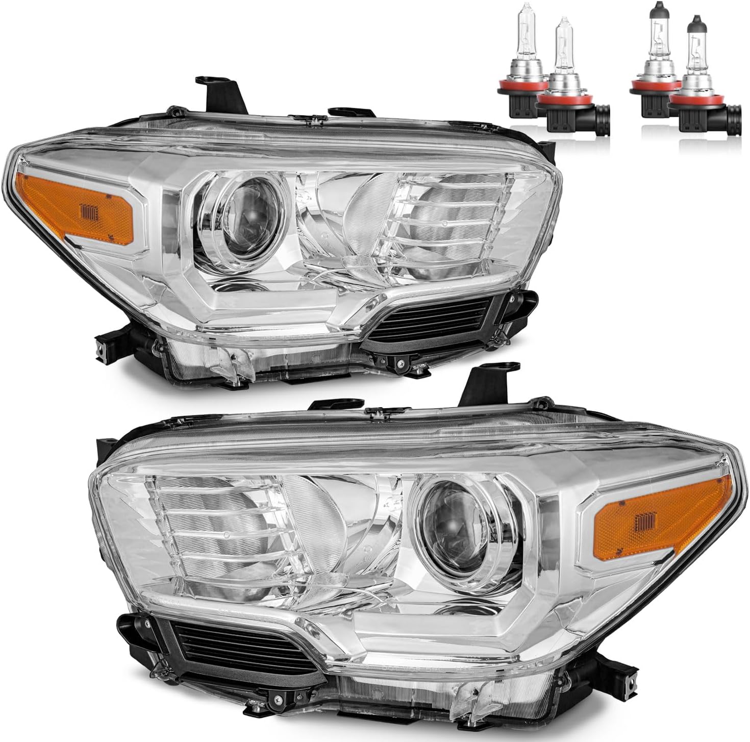 Headlights Assembly for 2016-2023 Toyota Tacoma (Fits Models w/o Factory LED DRL Only) Headlamp Replacement Driver & Passenger Side