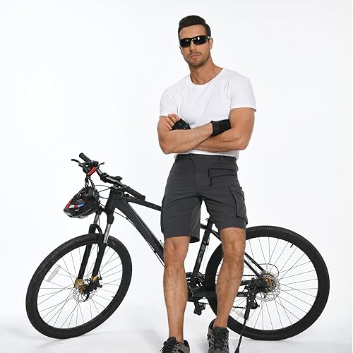Miniatura 3 de Hiauspor Pantalones cortos de ciclismo de montaña para hombre, elásticos, de secado rápido, para senderismo, trabajo, golf, pesca, táctico