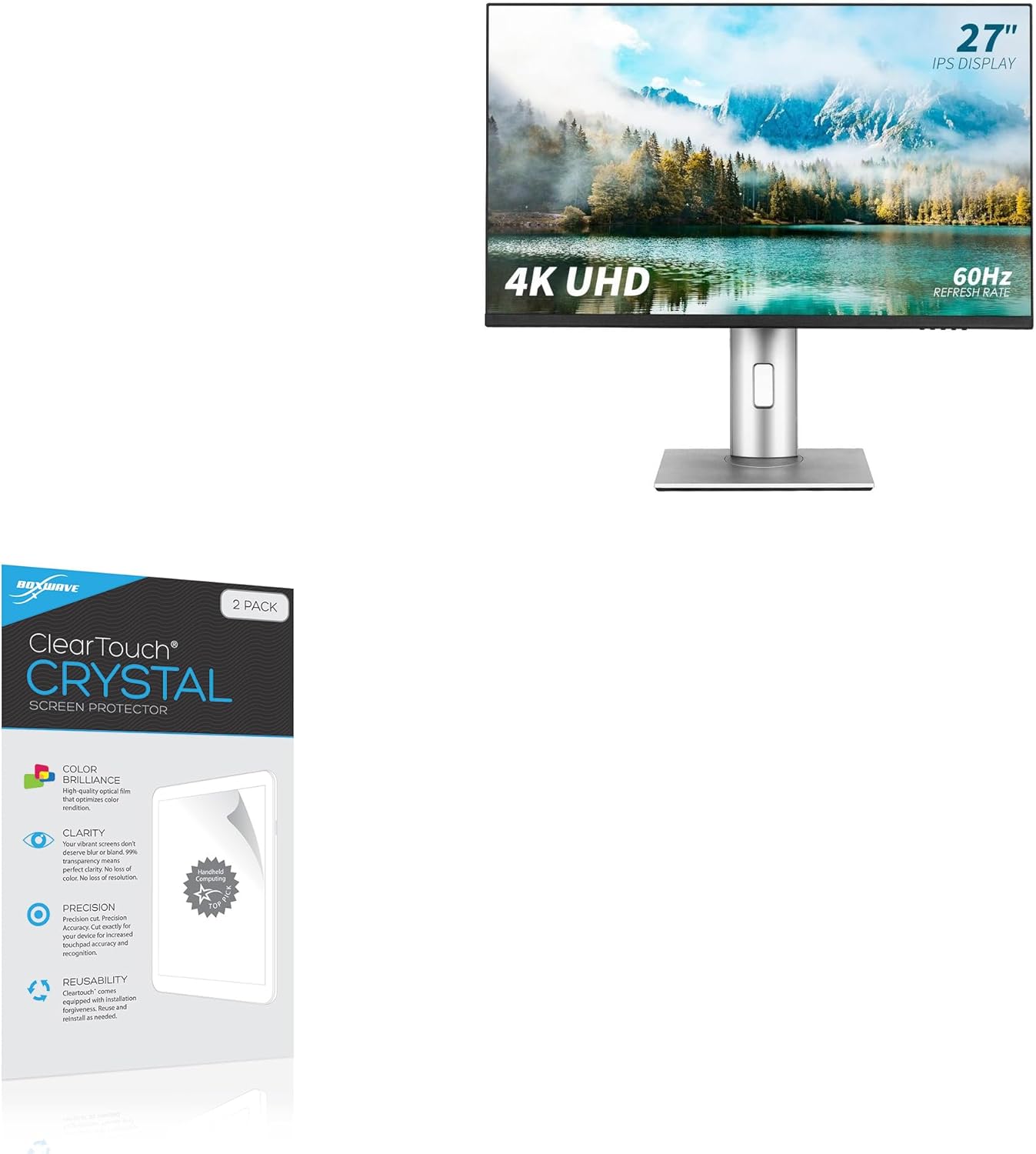 BoxWave Screen Protector Compatible with ReHisk Computer Monitor for Home and Office (27 in) - ClearTouch Crystal (2-Pack), HD Film Skin - Shields from Scratches