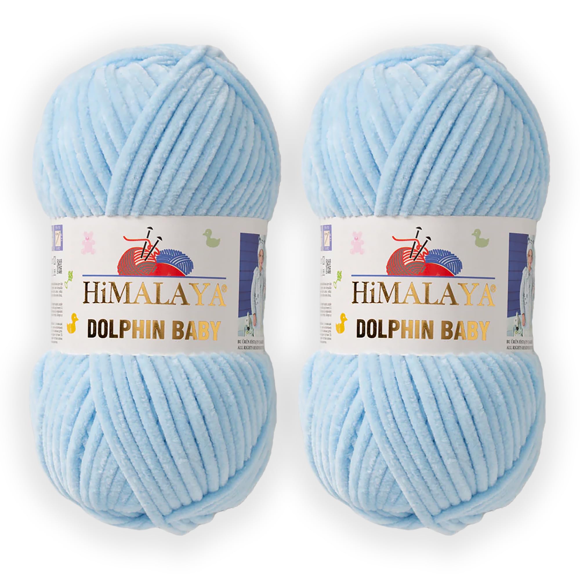 2 Skein/Pack Himalaya Dolphin Baby Chenille Yarn, Each Ball 100 gr (3.5 oz), 120 m (132 Yards), 100% Polyester, Super Bulky Baby Blanket Velvet