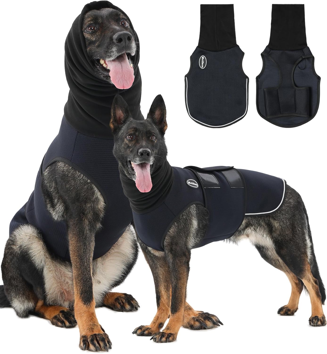 Meifsou Dog Anxiety Vest with Hood, Skin-Friendly Thunder Jacket for Dogs, 2-in-1 Dog Calming Shirt with Hood for Thunder, Fireworks, Separation - Keep Pet Calm Without Medicine, Dark Purple, XX-Large