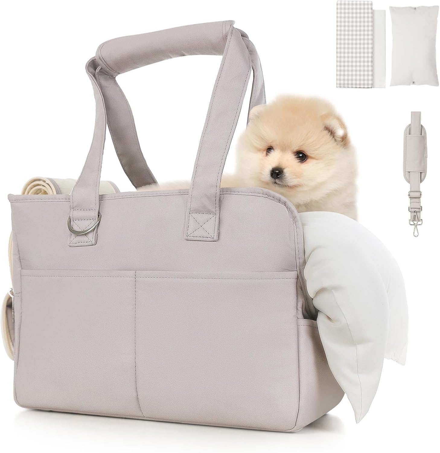 Pet Carrier, Dog Carrier, Soft Soft Sided Folding Cats Carrier for Small Medium Cats Puppies up to 15 Lbs, Washable Breathable Puppy Carrie Carrier for Outdoor Travel(Large Grey)