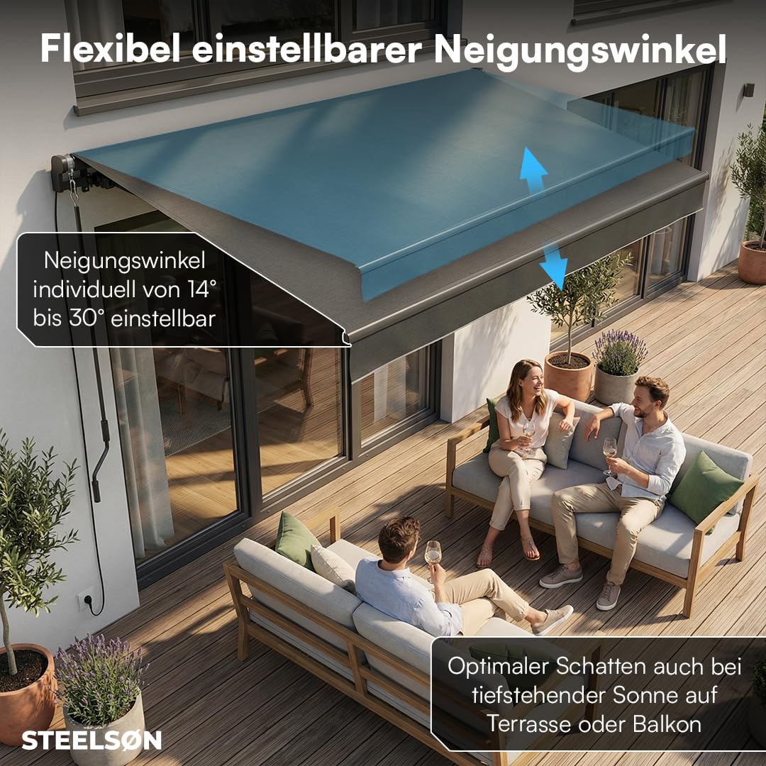 STEELSØN Kestria elektrische Gelenkarmmarkise 250x200 cm, mit Fernbedienung