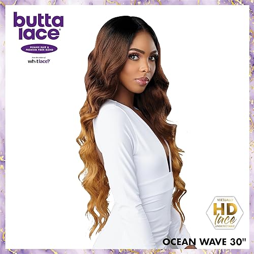 Miniatura 2 de Sensationnel Peluca de mezcla de cabello humano HD con encaje frontal Butta Lace Ocean Wave 30 pulgadas (BALAYAGEGOLD)