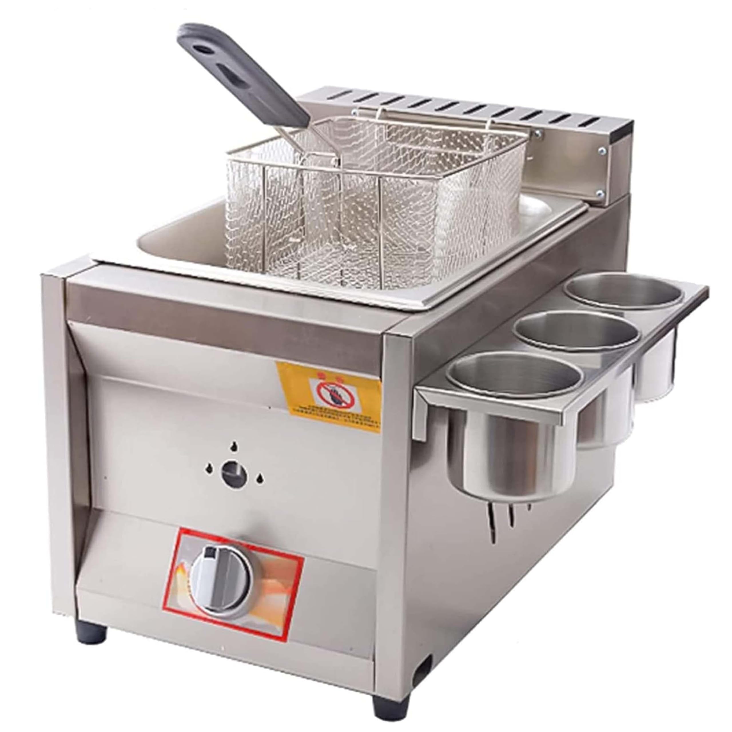 Friggitrice Commerciale 12 Litri, Friggitrice a Gas di Grande capacità Doppio Cestello Doppio Serbatoio, Patate Fritte in Acciaio Inossidabile Resistente da Banco per Ristoranti,A