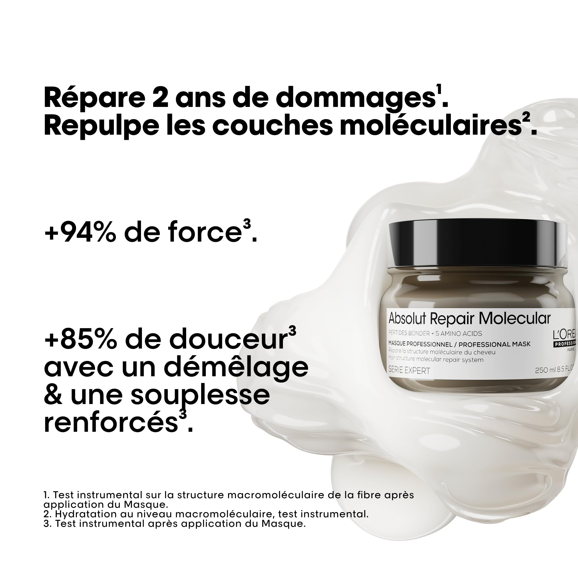 L'OREAL PROFESSIONNEL - Routine Pour Cheveux Très Abîmés - Absolut Repair Molecular - Répare & Adoucit - +94% de Force - Cheveux 85% Plus Doux & Nourris - Shampoing (300ml) + Masque (250ml)