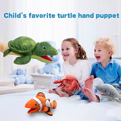 Miniatura 7 de Marioneta de cangrejo de mano, marioneta de cangrejo de 13 pulgadas para niños, marioneta de peluche realista, marioneta de cangrejo con boca