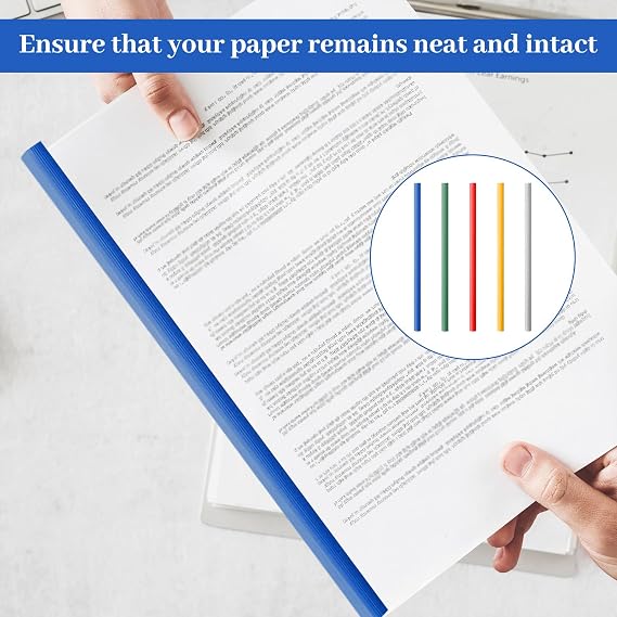 A4 Slide Binders,15PCS 5 Colors Binding Bars Slide Grip,Plastic Spine Bars,Sliding Paper Binder for Report Cover Office Document Study and School Office Documents Classification
