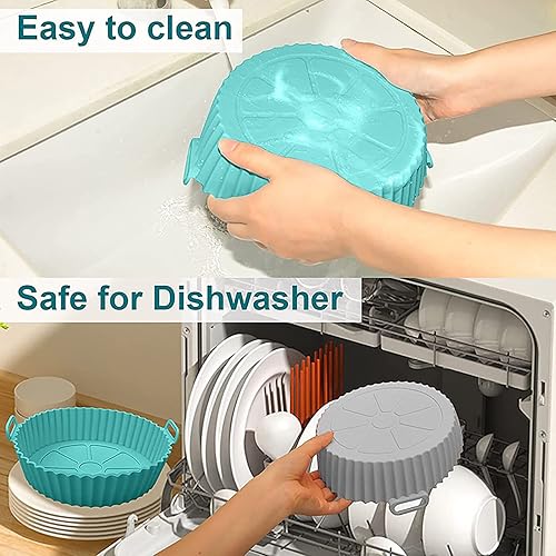 Miniatura 6 de Camidy 3 piezas de forros de silicona para freidora de aire, tazón de cesta de silicona para freidora de aire, reemplazo de papel pergamino