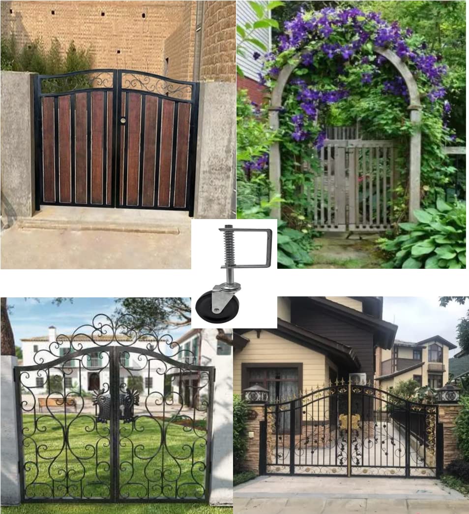 Gate Caster gate Wheel 4”, Heavy Duty Gate Caster Wheel with Spring Loaded,Universal Mount Pate, 250-500 lbs Load Capacity, 4 Inches Rubber Wheel(Two PCS) - Image 6