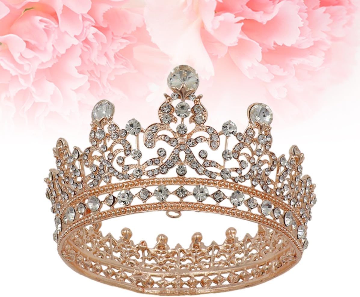 KOMBIUDA Baroque Rhinestone Hair Crown for Women Bridal Wedding round Crystal Tiara Alloy Material Safe and Easy to Fix on Head Hair Accessory for Wedding Party