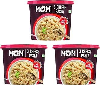 MOM - Meal of the Moment, 3 Cheese Pasta, 65/ 74g (Pack of 3) - Ready to eat | No added Preservatives | Instant Meals | 100% durum wheat