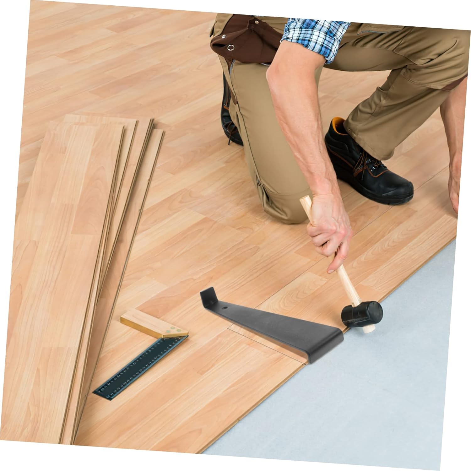 1set Wood Flooring Tool Kit Tapping Block Pull Bar and Spacers for Easy Vinyl Plank and Laminate Installation Professional Flooring Installation