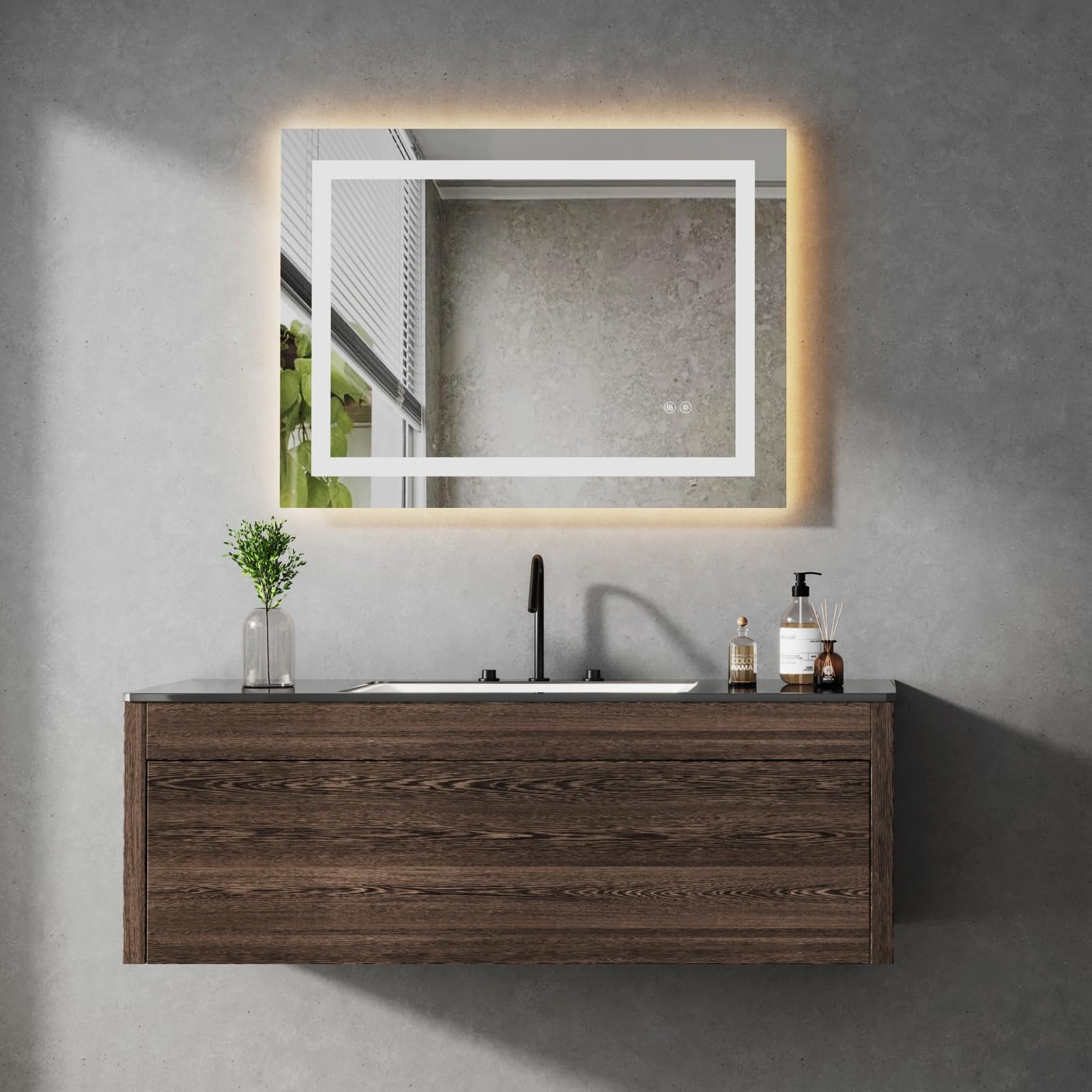 Cozynest Badezimmerspiegel mit Beleuchtung 80x60cm Badspiegel LED Spiegel