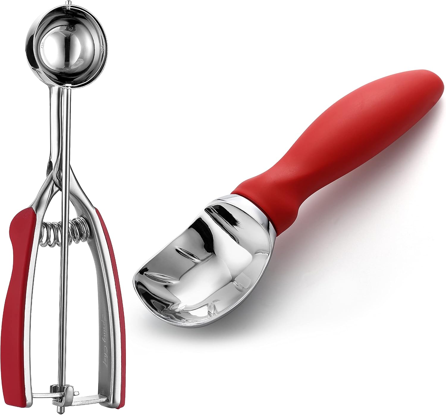 Spring Chef Ice Cream Scoop and Medium Cookie Scoop Bundle Bundle - Red