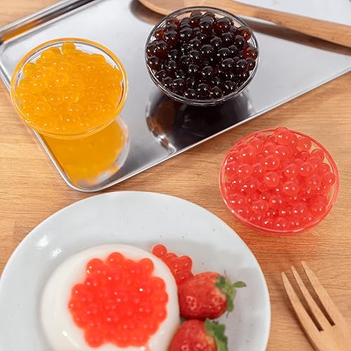 Vista 174 de Tea Zone Popping Pearls. Popping Boba, perlas negras con jugos saborizados, frasco de 7 Lb Azul (Arándano)