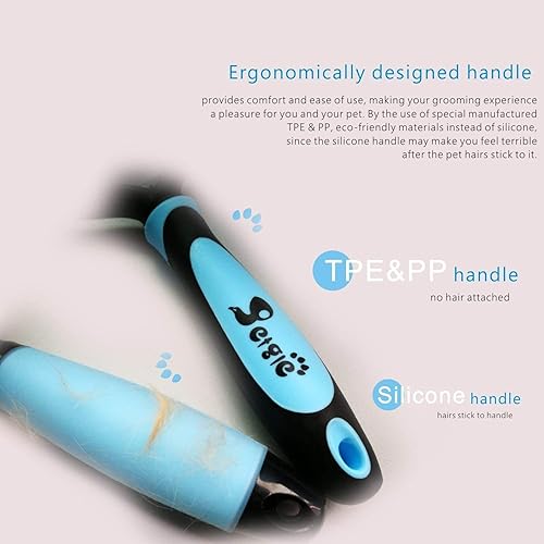 Miniatura 5 de Deshedding - Herramienta de aseo para mascotas de 2 lados para gatos y perros con cabello grueso, rizado y ondulado, desengrasante para tapetes y