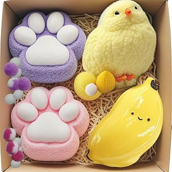 Taba Squishy 4PCS Mega Chick Banana Cat Paw Slow-Rise Sensory Fidgets