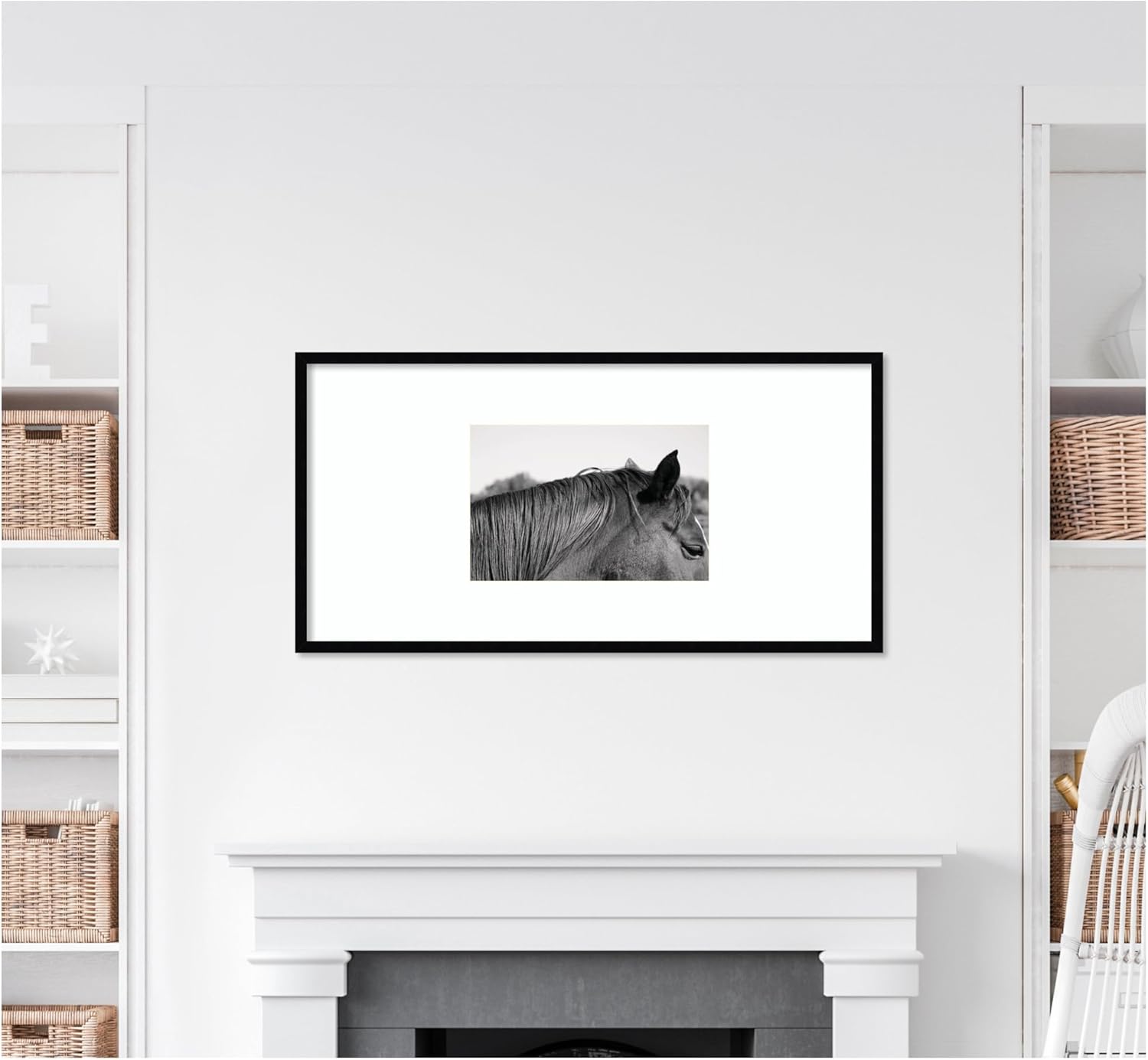 Kate and Laurel Framed Wall Art Print Auburn by Alicia Bock, 41 x 21, Svelte Noir Black Frame, Modern Contemporary, Animal Art for Wall Decor