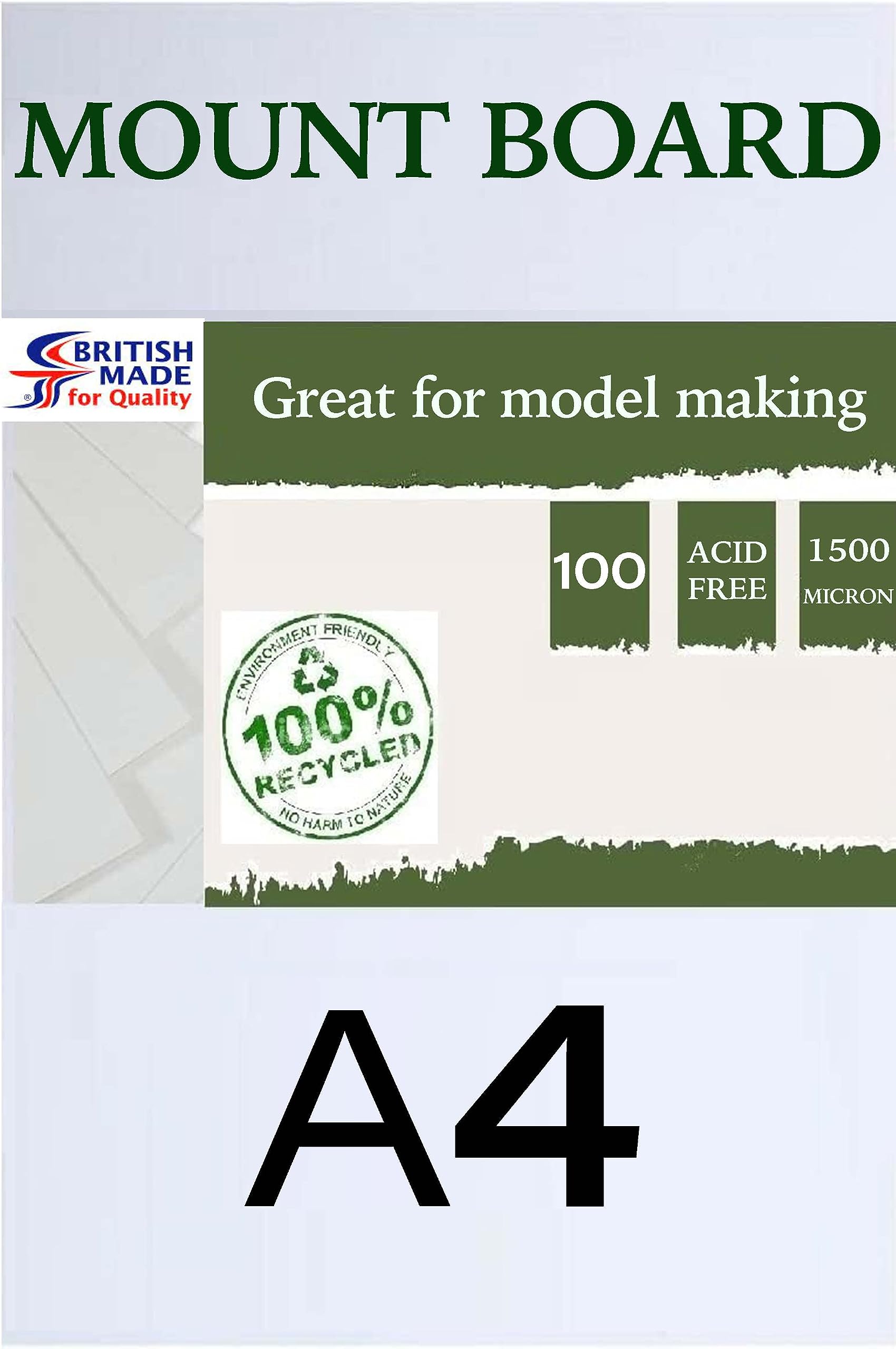 A4 Mount Board White (Pack of 100)1500 Micron Double Side White Board Craft Card 1500mic 1.5mm