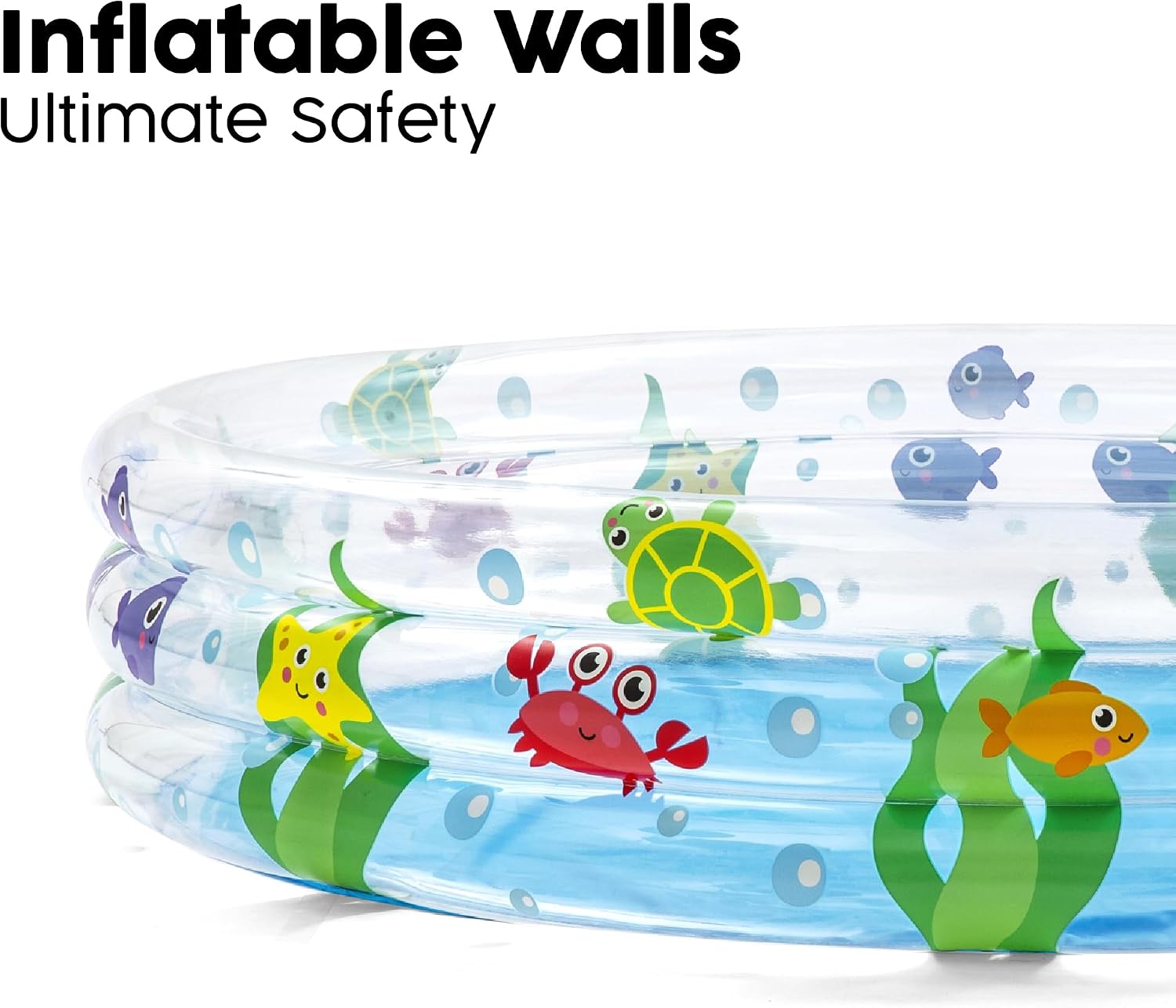 Bestway BW51004-21 BW51004-20 Inflatable Play Pool, Deep Dive 3-Ring sea Theme for Kids