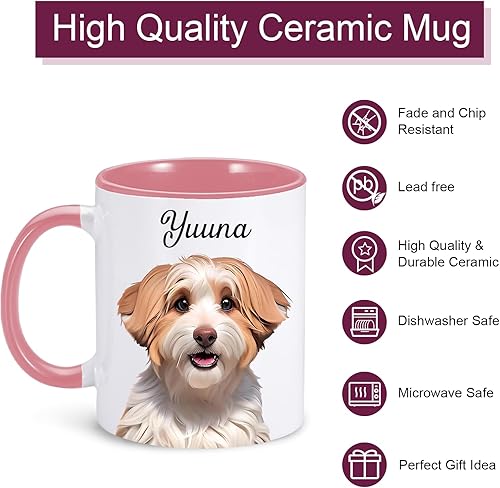 Miniatura 10 de Taza de perro personalizada para papá, taza de perro personalizada con nombre de foto de mascota, tazas de café para perros para hombres, taza