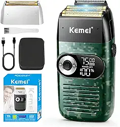 KEMEI Foil Shaver Barber for Men,Electric Razor Rechargeable with Beard Trimmer,Cordless Lithium Titanium Foil Shavers with Travel Case
