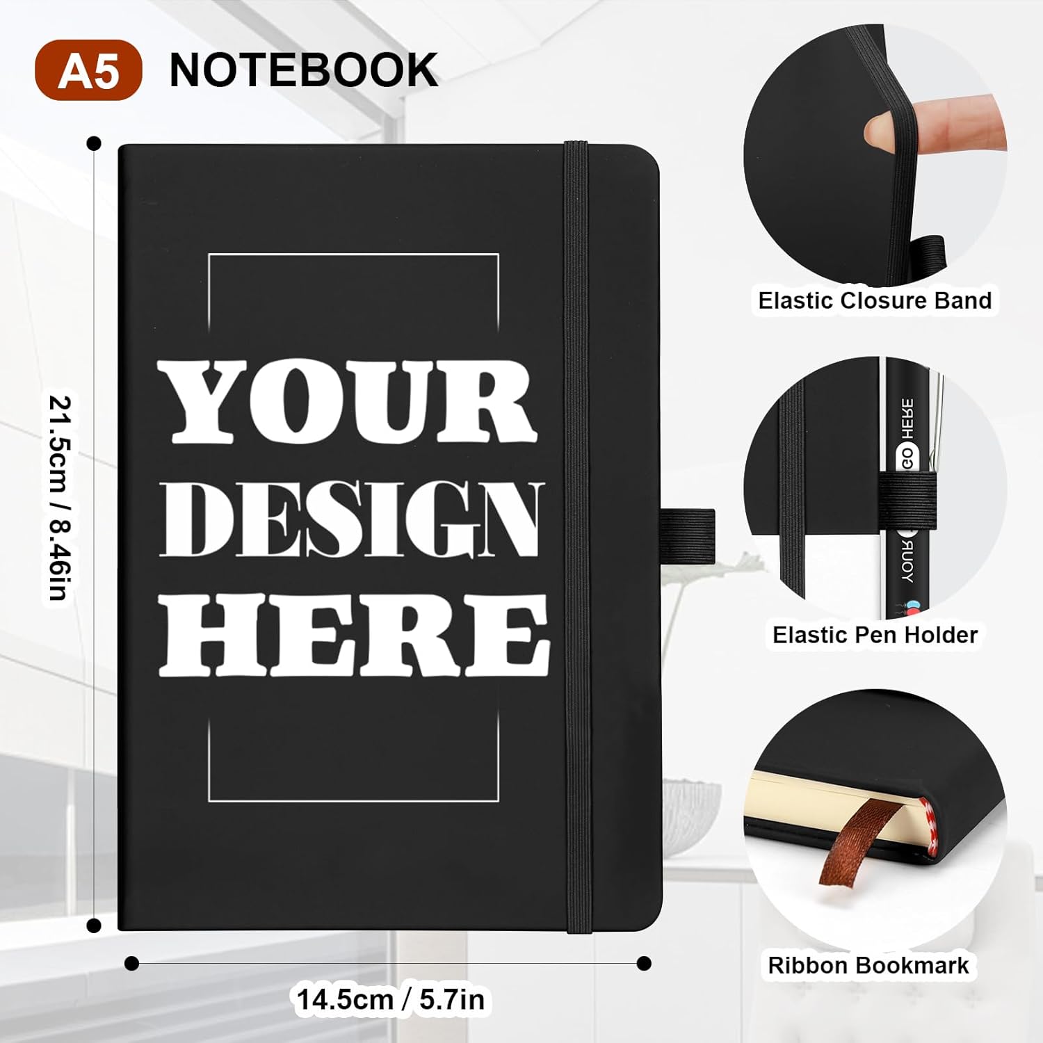 20 Pcs Personalized Notebook Engrave Logo/Text/Image, Customizable A5 Journal Notebook Daily Journals for College Business Office