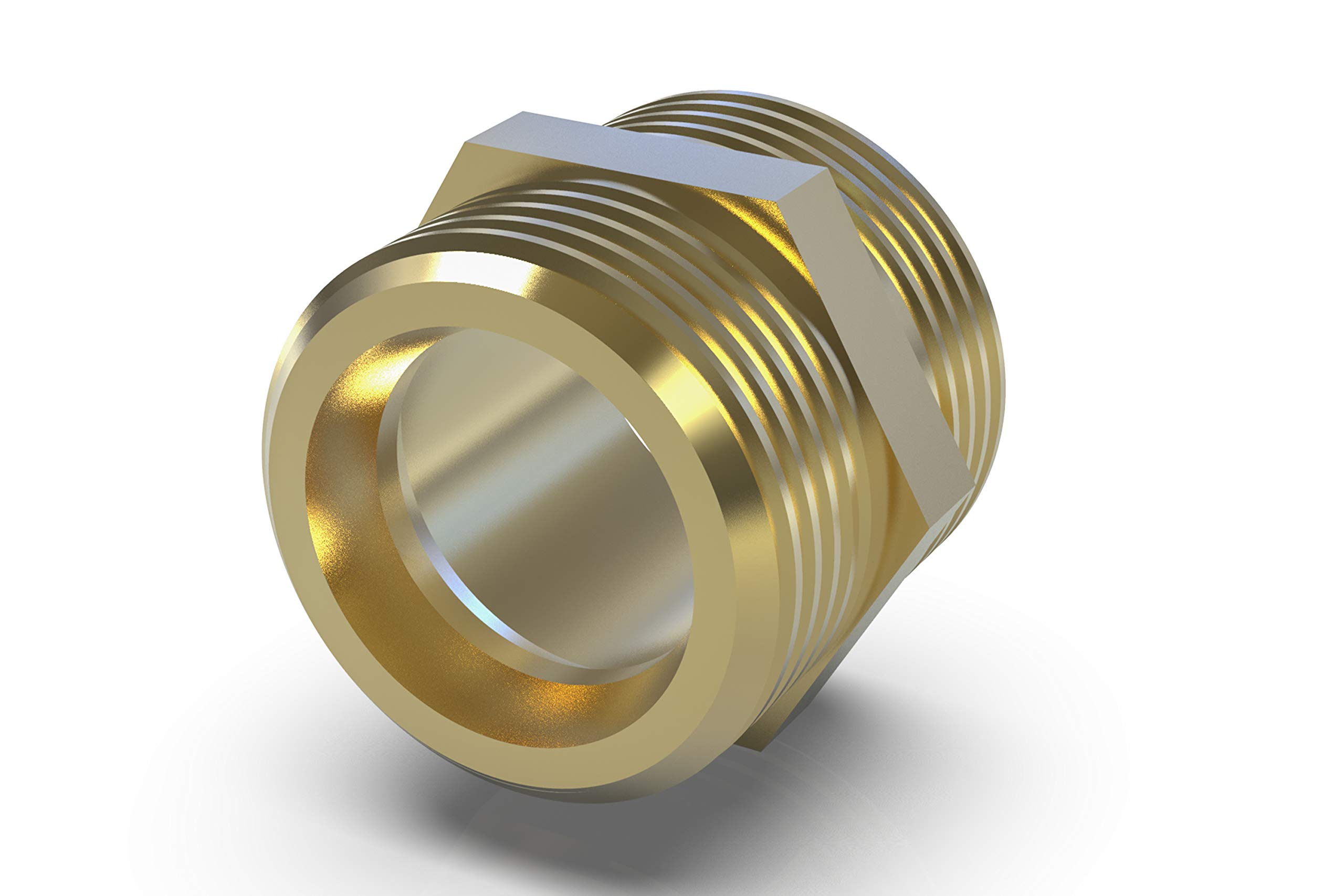 16001.006.2 Double Nipple with Hexagon, Brass, 3/4