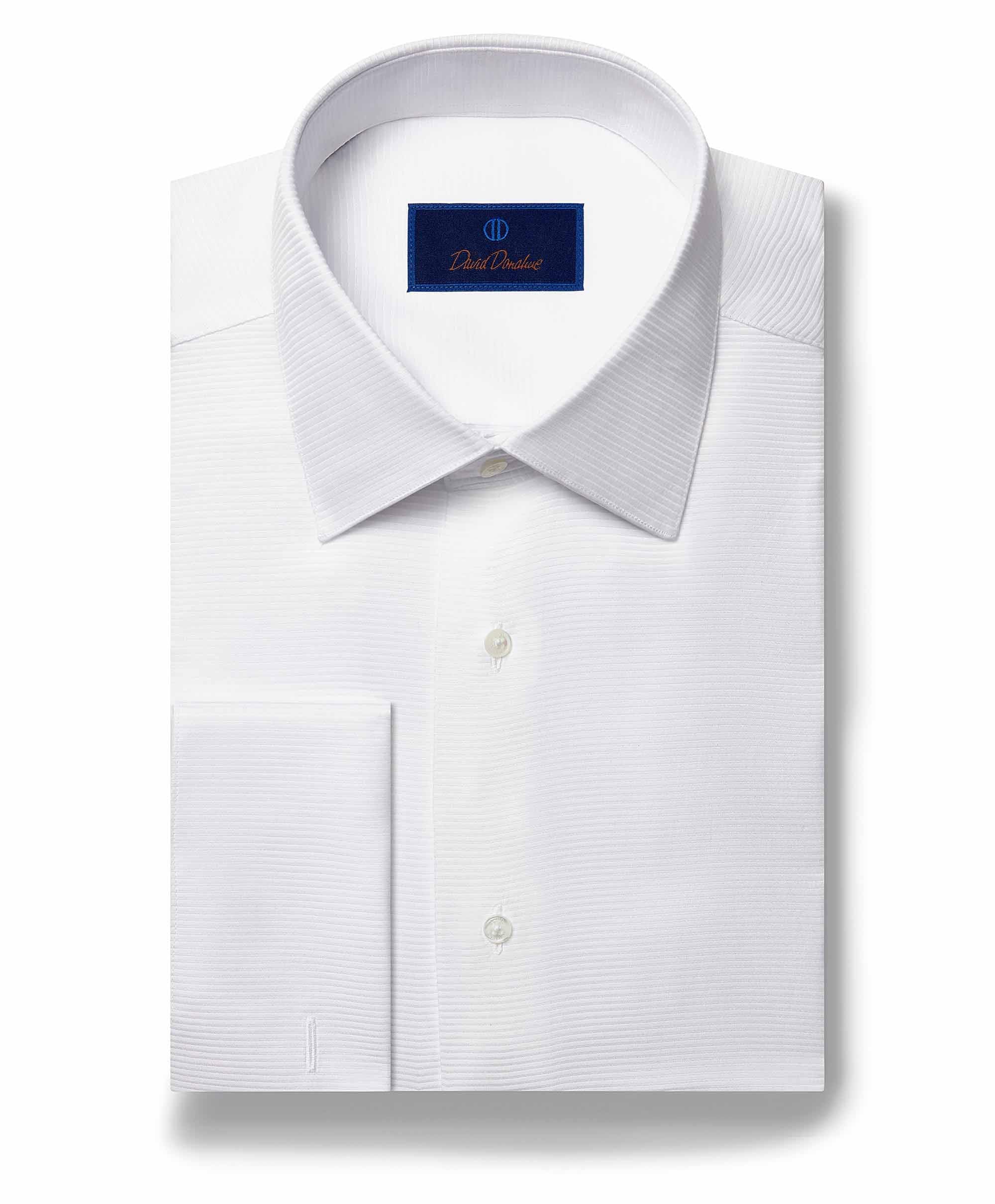 David Donahue Men's Regular Fit Horizontal Rib French Cuff Formal Shirt
