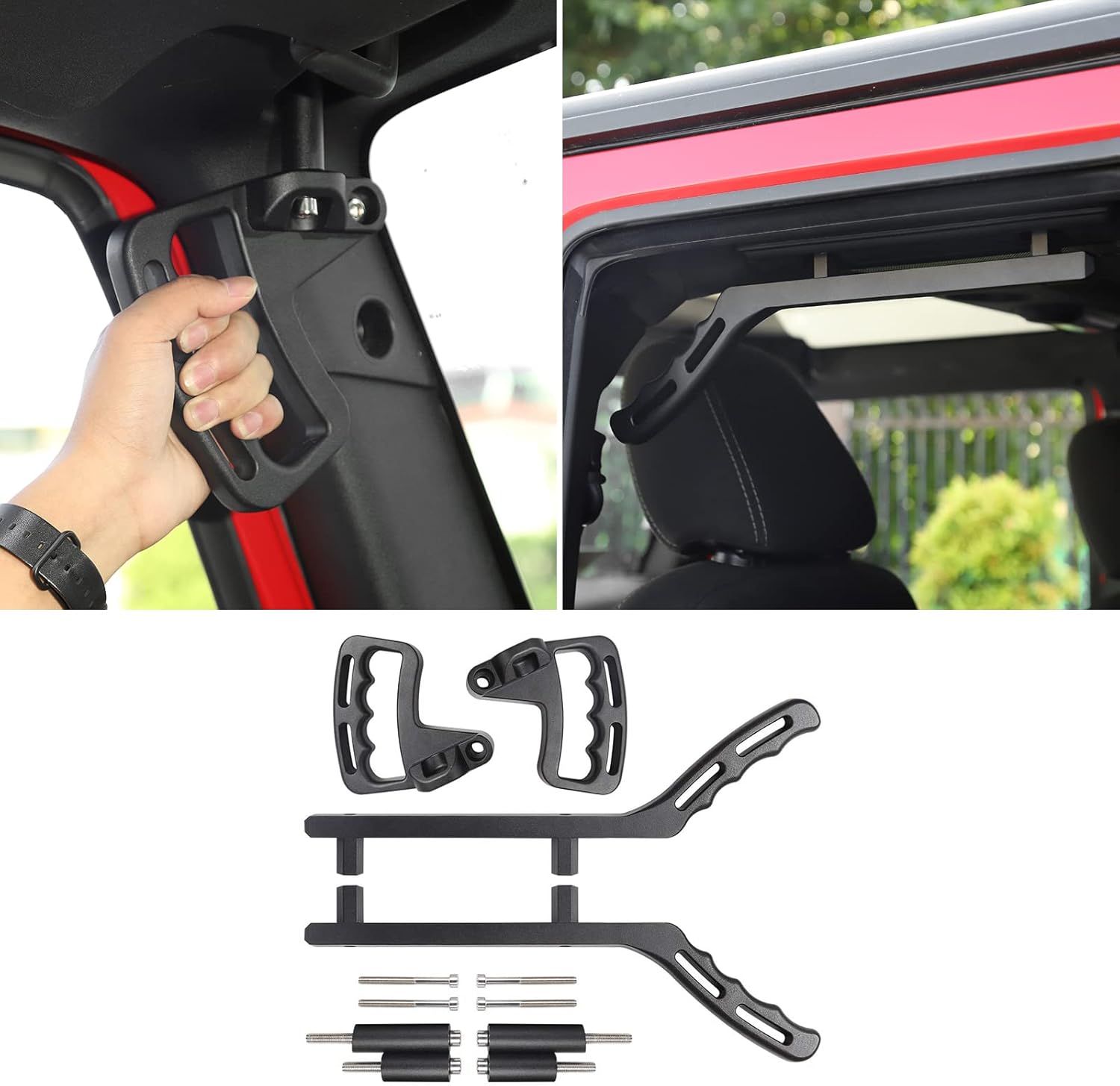 Voodonala for Jeep JK Black Metal Grab Handles Kit for 2007-2018 Jeep Wrangler JK JKU 2 & Unlimited 4 Door 4pc (Upgraded Version)