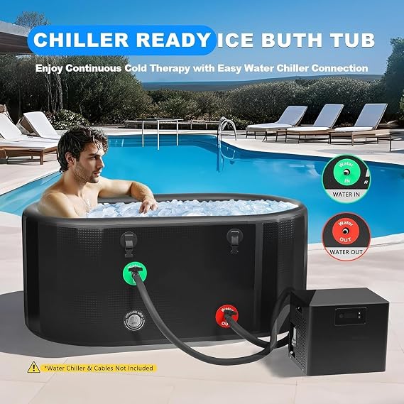 Oval Ice Bath Tub, Portable Cold Plunge Tub with Inflatable Pump and Insulated Lid, Heavy-Duty Ice Bath Tub for Athletes, Home Gym, Outdoor Recovery Use(132 * 70 * 62cm)