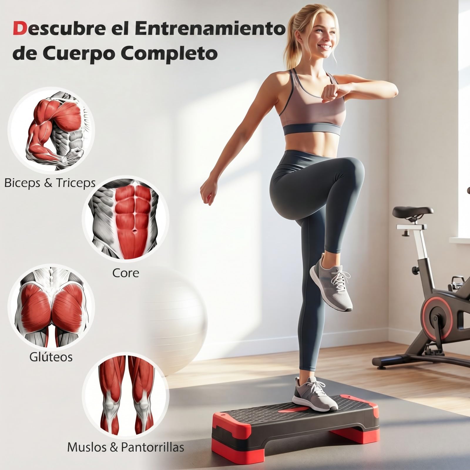 COSTWAY 3 en 1 Plataforma Step de Aeróbic, Ajustable con 2 Elevadores