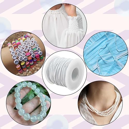 Miniatura 2 de 2 rollos de cordón elástico de cuentas de 0.039 pulgadas para pulsera, cuerda elástica para hacer joyas, costura, collares de 33.33 pies, pulseras