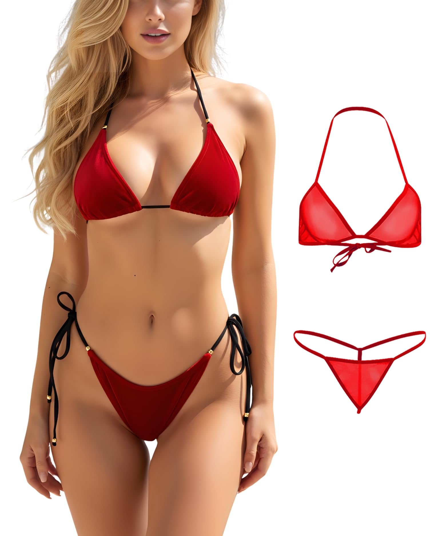 xs and os Women's Lingerie Set Bikini with Mesh Bra Panty Combo-picture-18